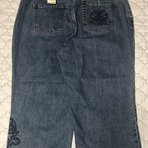NWT TOMMY HILFIGER EMBROIDERED HIGH RISE FLARE JEANS SZ 16